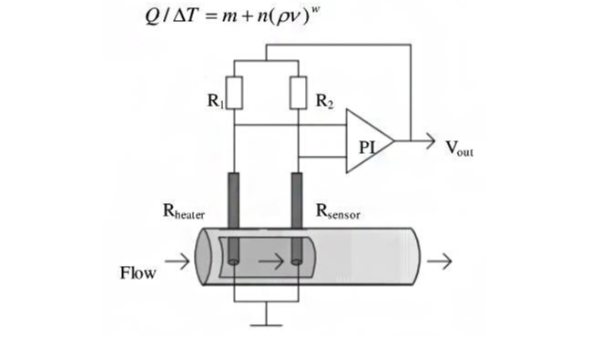 熱式氣體質量流量計的基本原理圖